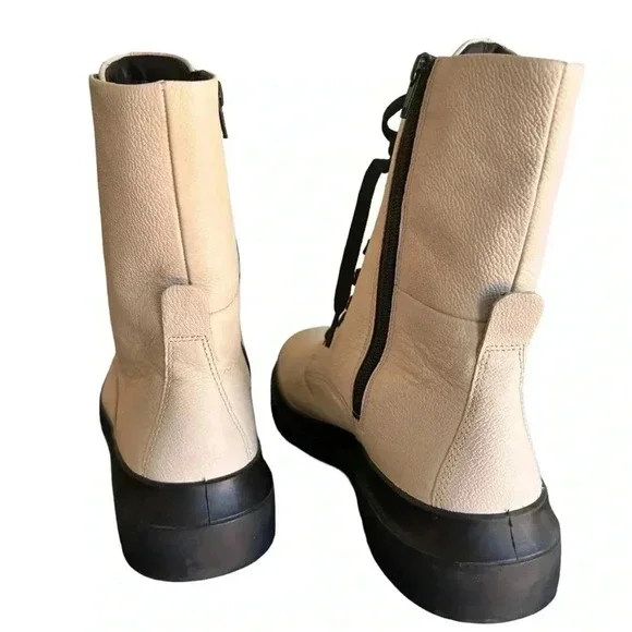 ECCO WOMEN'S NOUVELLE LACE BOOT LimeStone Side Zip Leather EU 41 US 10/10.5 - Picture 12 of 16